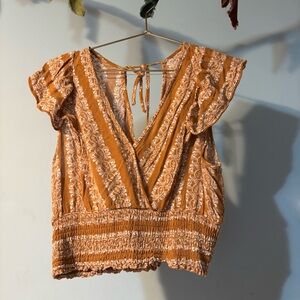 Twine & String Butterscotch Color Paisley Cropped Shirt